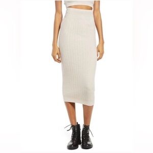 All Saints Enya Ribbed Wool Midi Skirt